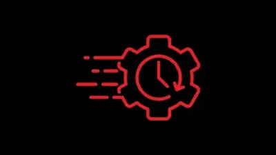 UGC logo: red cog enclosing a clock face with speed lines around the gear teeth.
